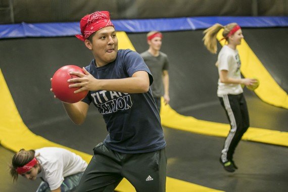 friends playing dodgeball